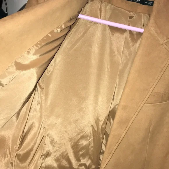 Lauren Ralph Lauren Notch Lapel Suede Hunter Tan Blazer Jacket $798 - Picture 3 of 12